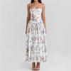Fashion Floral Print Maxi Dress Women Bodycon Sleeveless Lace Up Dresses 2025 Spring Summer Sexy Robe Lady Casual Street Sexy