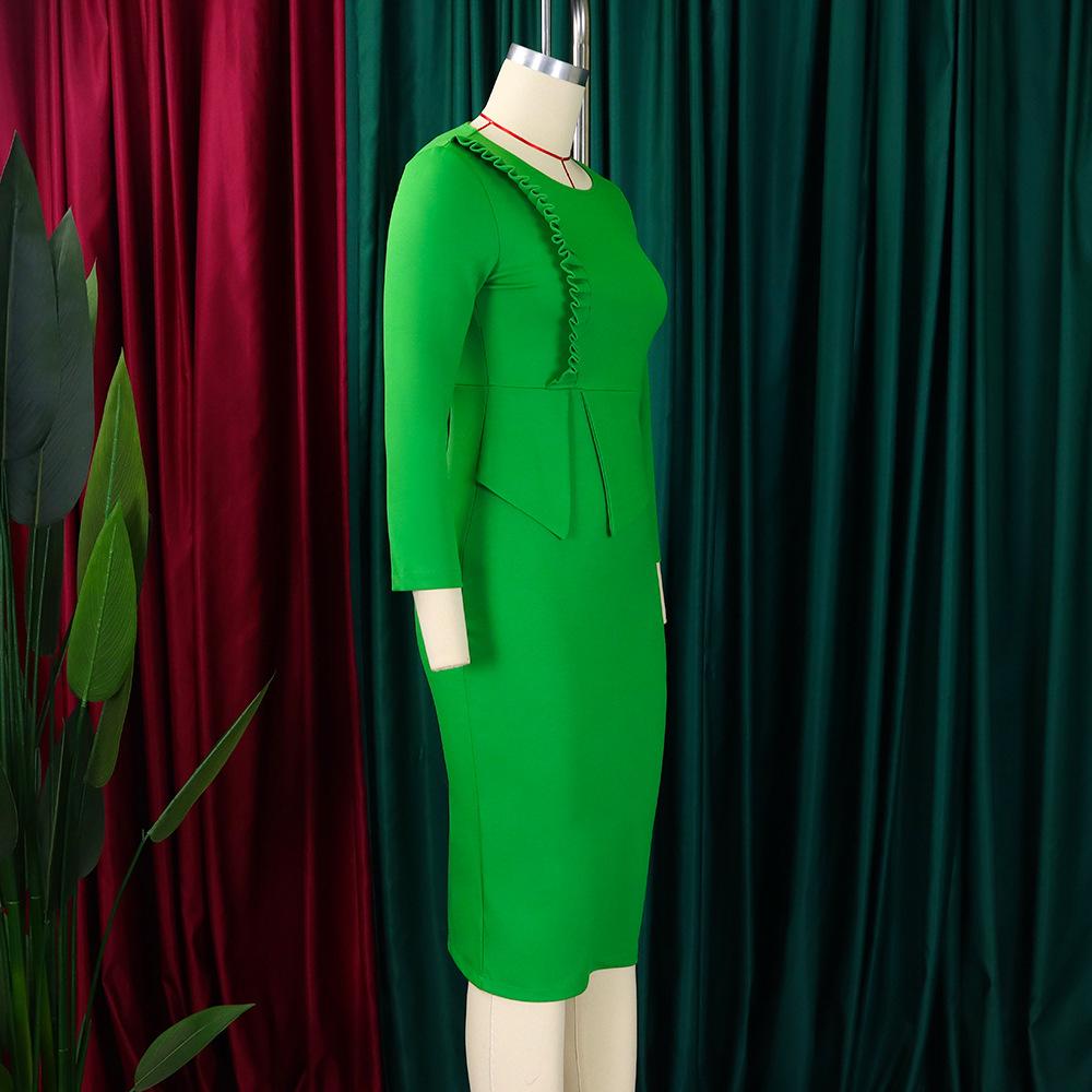 Women's Autumn and Winter Dress Temperament Elegant Office Plus Size Dresses