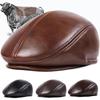 First Layer Cowhide Leather Hat Baseball Cap Brand Newsboy Men's Beret Hat Winter Warm Caps Hats Cowhide Cap