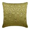 Euro Pillow Cover Earthy Green European Pillow Shams Silk Euro Pillowcases Nature & Floral Zardozi Crystal Traditional - Flower Jewel