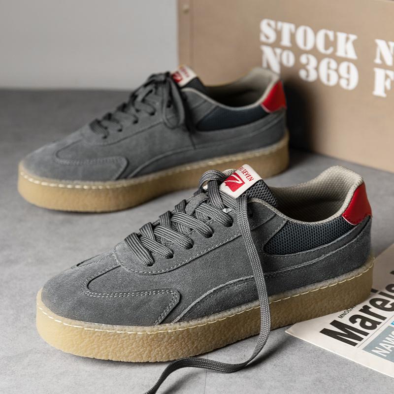 2024New Genuine Suede Leather Men Loafers Outdoor Casual Leather Flat Designer Shoe Genuine Leather Lace Up Oxford Jogging Shoes