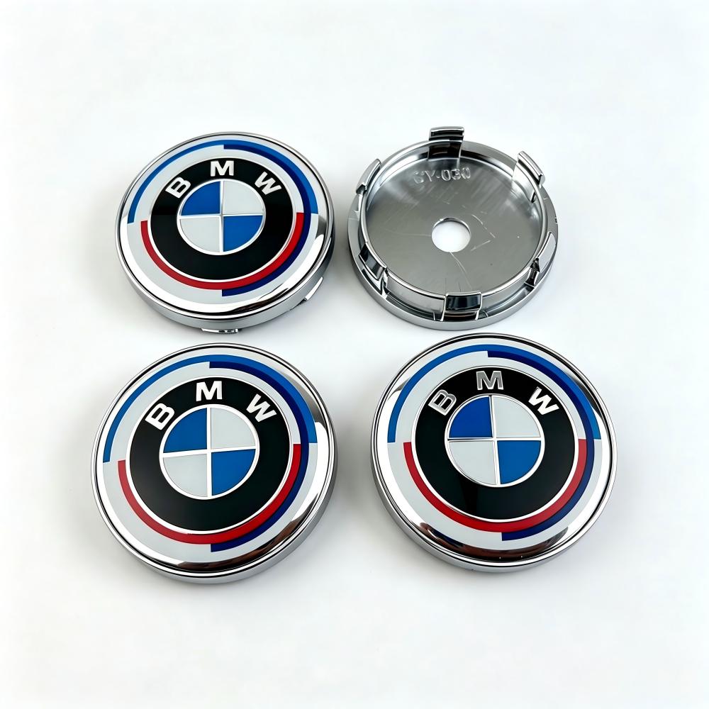 ta20-4pcs 60MM 68MM 50th Anniversary Car Wheel Hub Center Cap Cover For BMW M E46 X1 X2 X3 X4 X5 X6 F48 G01 E84 E83 F30 G30 G32 G01