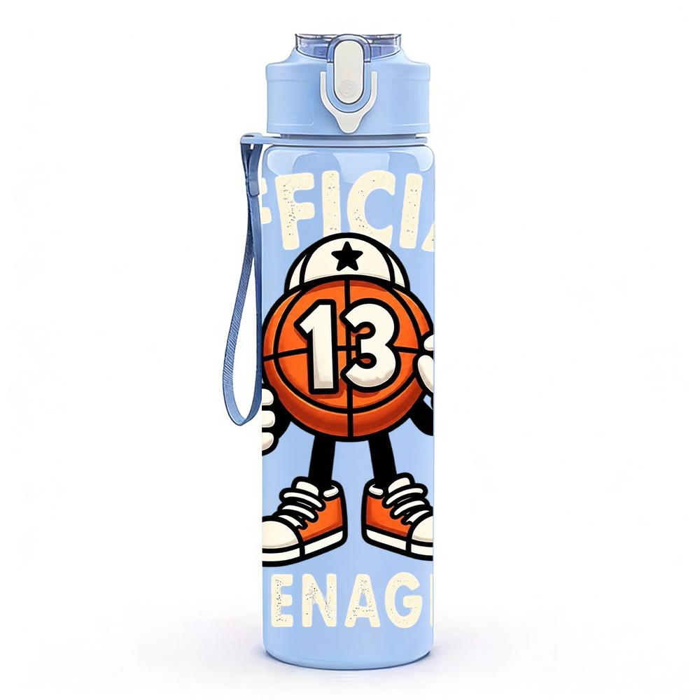 1PC Number 13 Teenager Mascot Figure 750ml Color Plastic Water Bottle Leakproof Flip Straw Lid For Sports Office Home Use