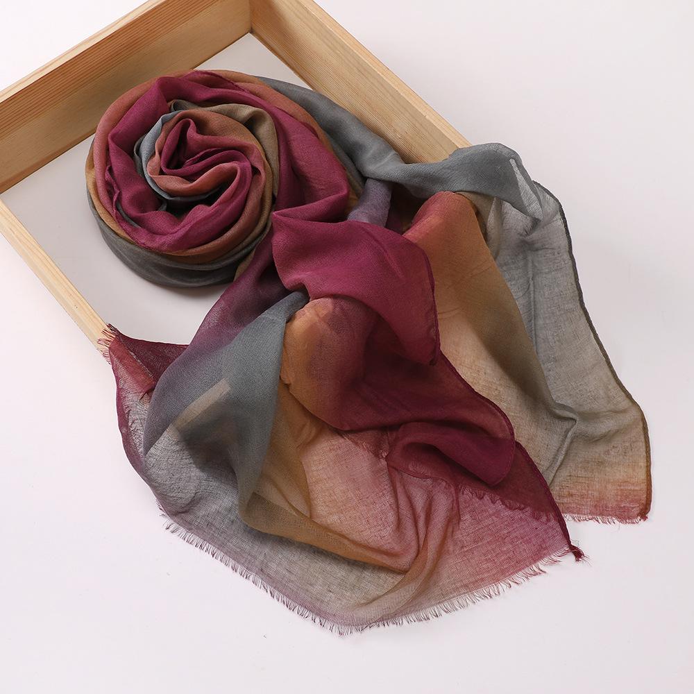 Muslim Tie-Dye Cotton Rayon Modal Hijab Long Scarf Islam Hijabs for Women's Turbans Soft Lightweight Head Wrap Scarf