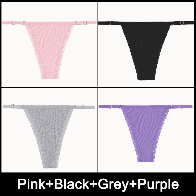 4PCS/Set Adjustable Waist Sexy G-string Panties Cotton Women's Underwear Girl Female Pantys Bikini Lady Thongs Lingerie