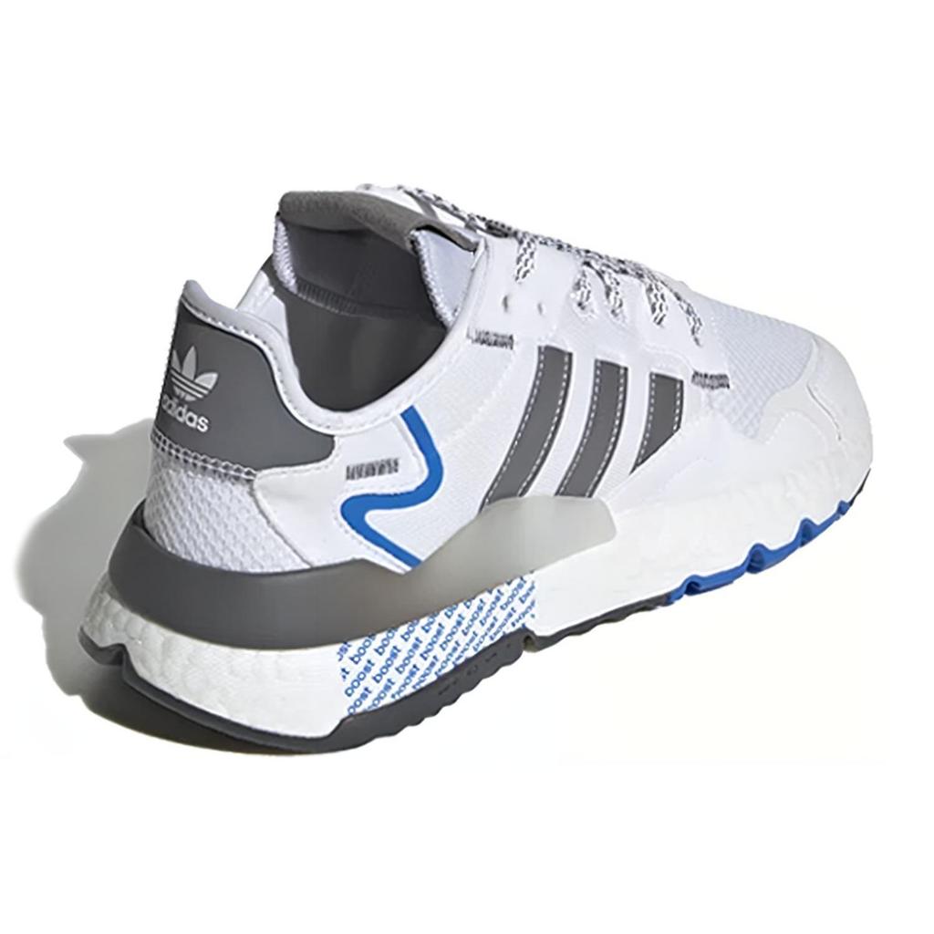 adidas Оригинальные Nite Jogger Тканевые Ретро Лоскутные Спортивные Амортизирующие Низкие Повседневные Кроссовки Унисекс Серый Белый Синий FV6624