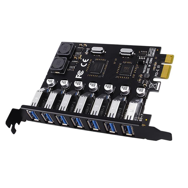 Адаптер USB 3.0 PCI Express PCI e до 7 портов Карта адаптера расширения USB 3 USB3 PCIe PCI-e x1 Конвертер контроллера для настольного компьютера PCAA