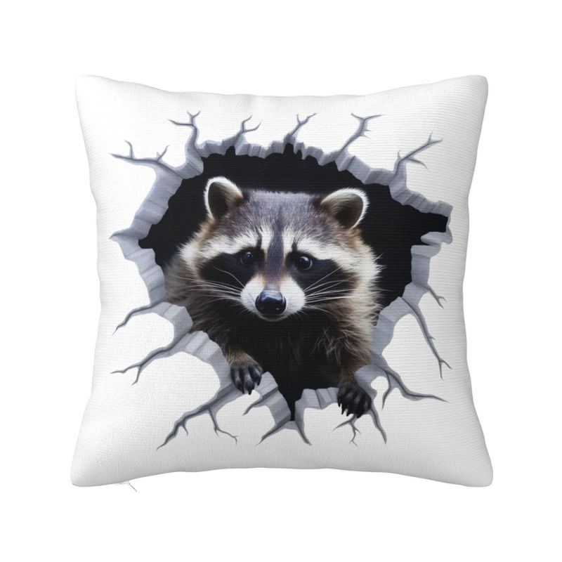 Funny Raccoon Throw Pillow Case cm Sofa Cushion Cover Velvet Polyester Pillowcase Doublesided Printing