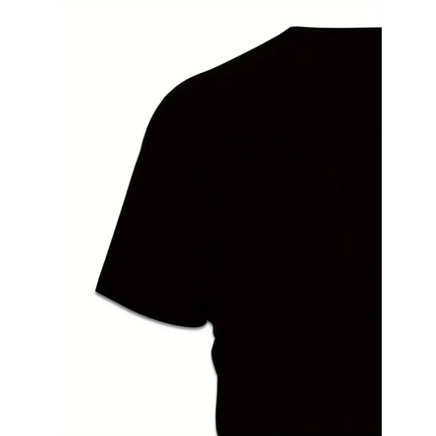 Graphic Wolf Print Men's Creative Top, Casual Crew Neck Short Sleeve Slightly Stretch T-shirt For Summer Outdoor