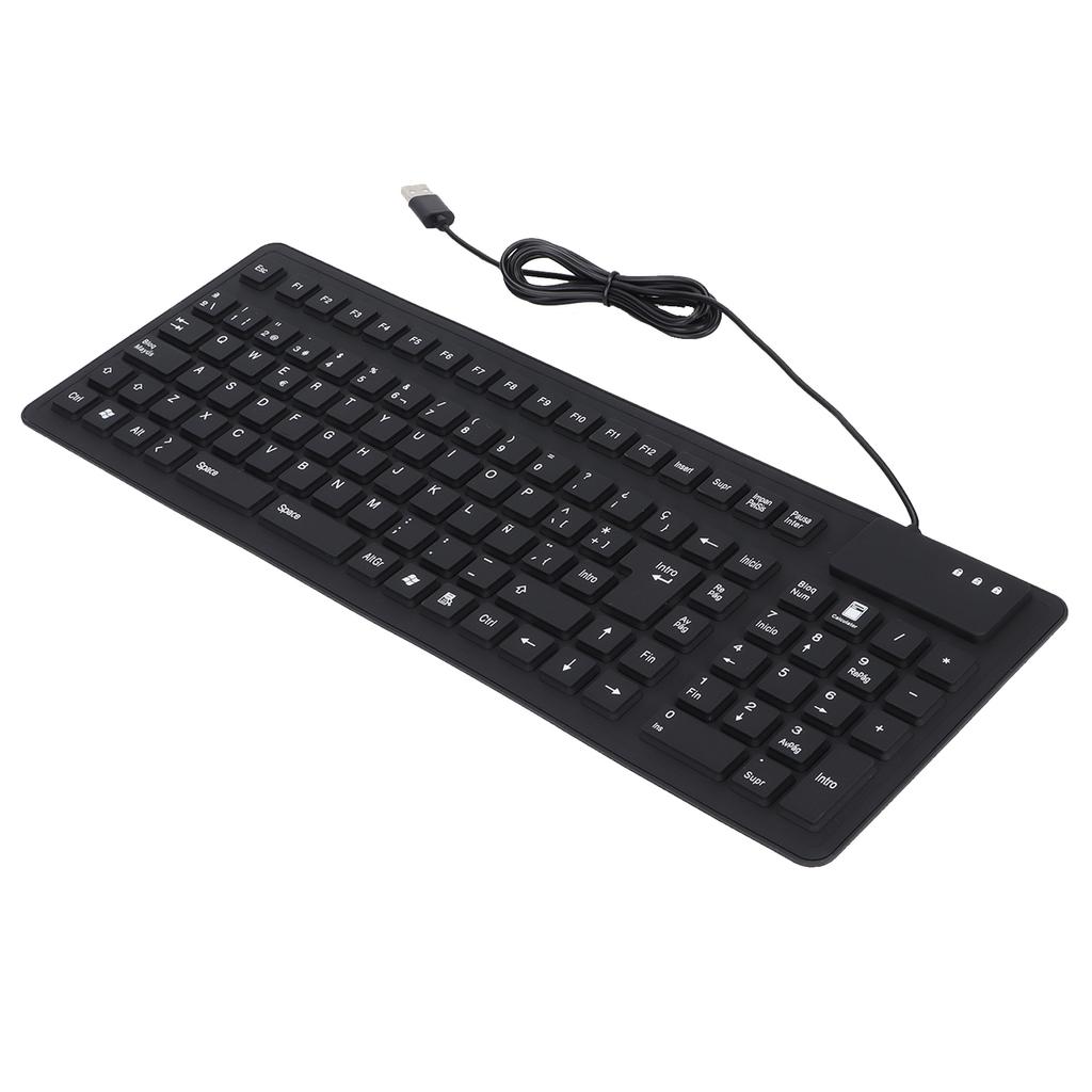 Keyboard 108 Key Spanish USB Wired Portable Foldable Quiet Waterproof Dustproof Silicone Keyboard