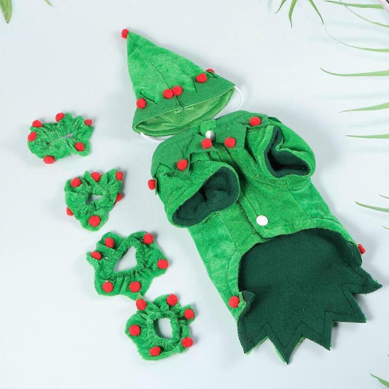Pet Clothes Dog Puppy Coat Cape with Hat for Christmas Party 2Sets