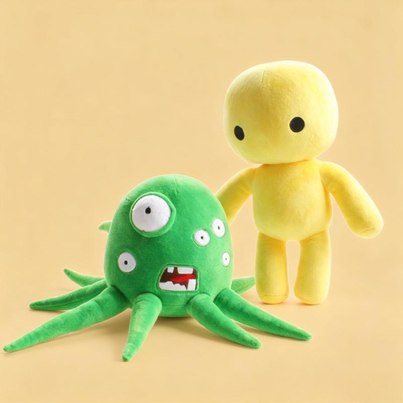 Wobbly Life Plush Yellow Man and Green Octopus Soft Stuffed Dolls Wobbly Life Game Characters Plushies for Fans Kids Birthday Gift Home Decoration