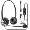 Wantek Wired Headset with Microphone, USB Type-C, Binaural, Noise-Canceling Mic, Online Control, PC/Smartphone Headphones, Skype, Zoom, Online Classes