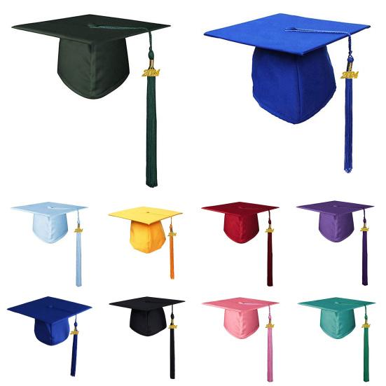 Выпускная шляпа унисекс для взрослых с кисточкой, сплошной цвет, 2024, выпускная шляпа бакалавра, праздничный декор для вечеринки