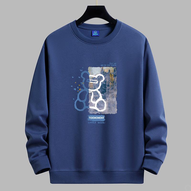 QICED Осенняя одеждаОсенний O-образный вырезПовседневные мужские топы с принтомНижняя рубашка с длинным рукавом