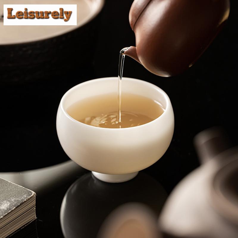 Handmade Fair Jade Clay Porcelain Tea Cup Personal Master Cup Single Tea Bowl Water Mug Meditation Cup Kung Fu Teaset Drinkware
