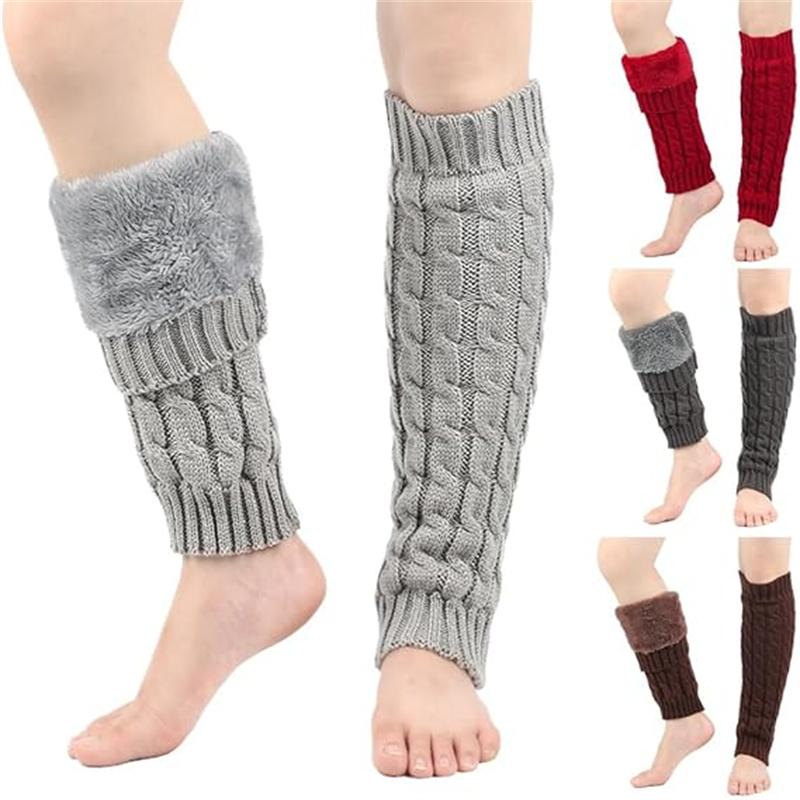 Зимние теплые гетры с флисовой подкладкой для женщин, вязаные носки для катания на коньках и длинные носки для ботинок