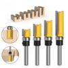 4pcs Shank Bearing Guided Pattern Router Bit Set 1/4-Inch Woodworking Edge Trimming Tool with Double-Edged Straight Cutter