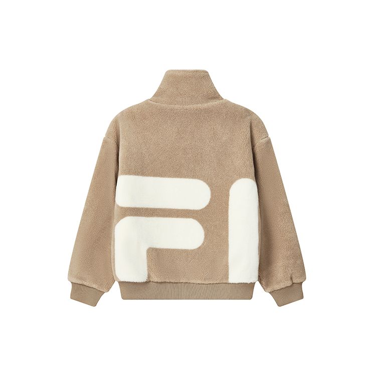 Fila Повседневная куртка из искусственной овчины с большим логотипом, унисекс, персиково-сахарная F51U248926FLK