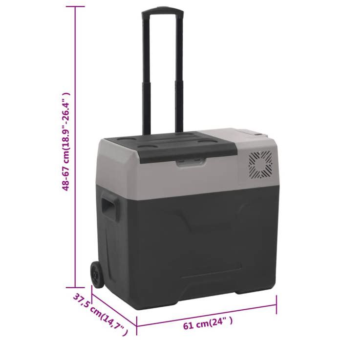 VidaXL Cooler with Wheel and Adapter, Car Refrigerator, Electric Cooler Hiking Picnic Camping, Black 3154636