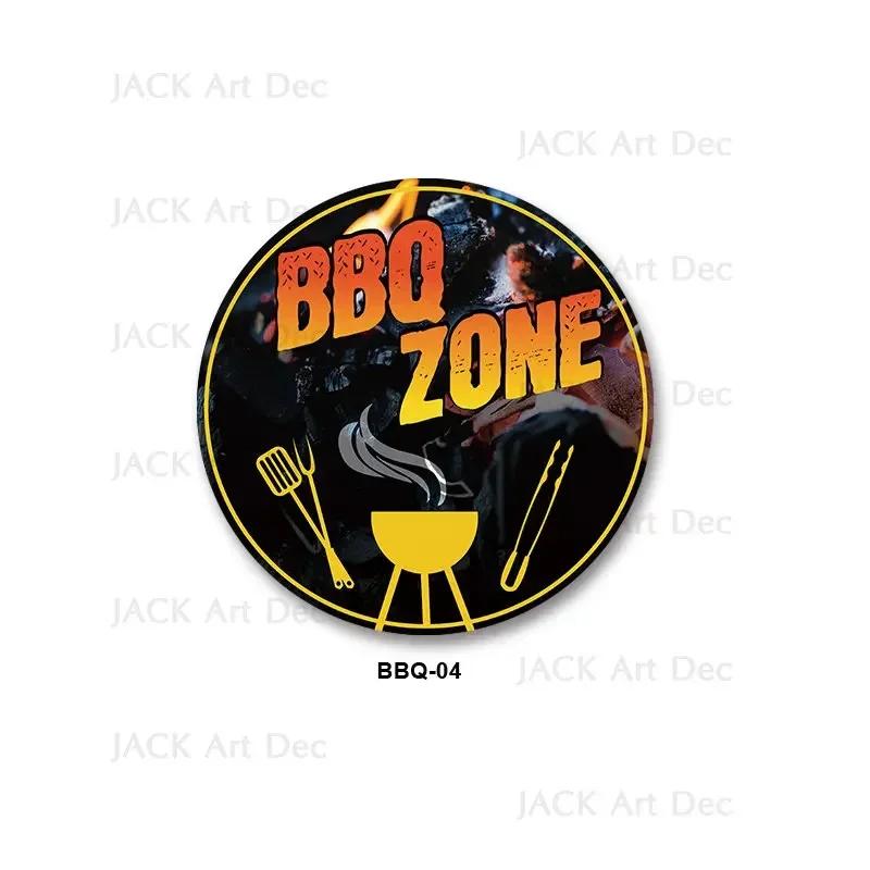 BBQ Zone Metal Sign Vintage Dad`s BBQ Yard Outdoor Party Decoration Plate Retro Barbecue Rules Slogan Metal Signs