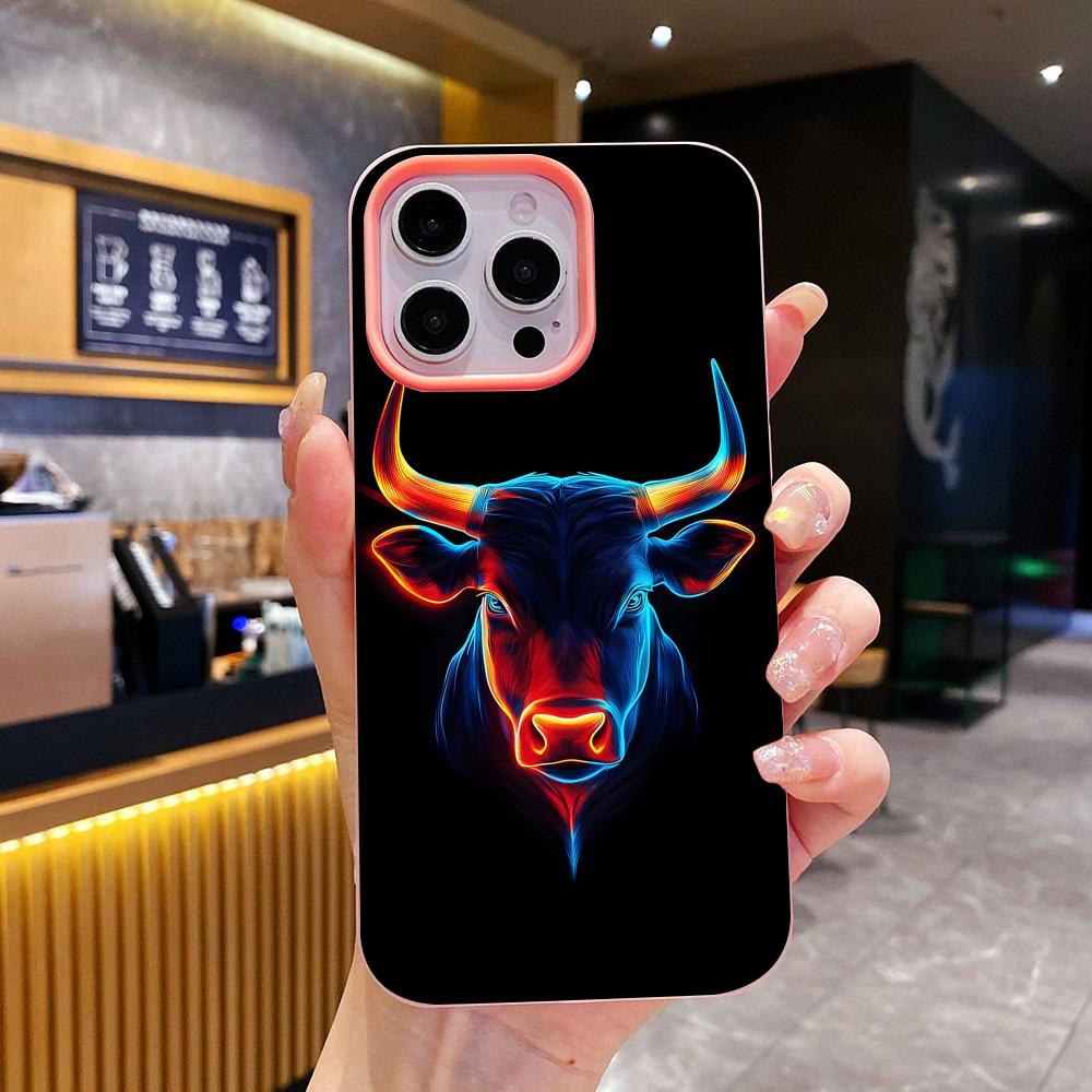 Bull Head Phone Case for iPhone 17 16 15 14 13 12 11 Air Pro Max Plus Jelly Double layer Pink Cover
