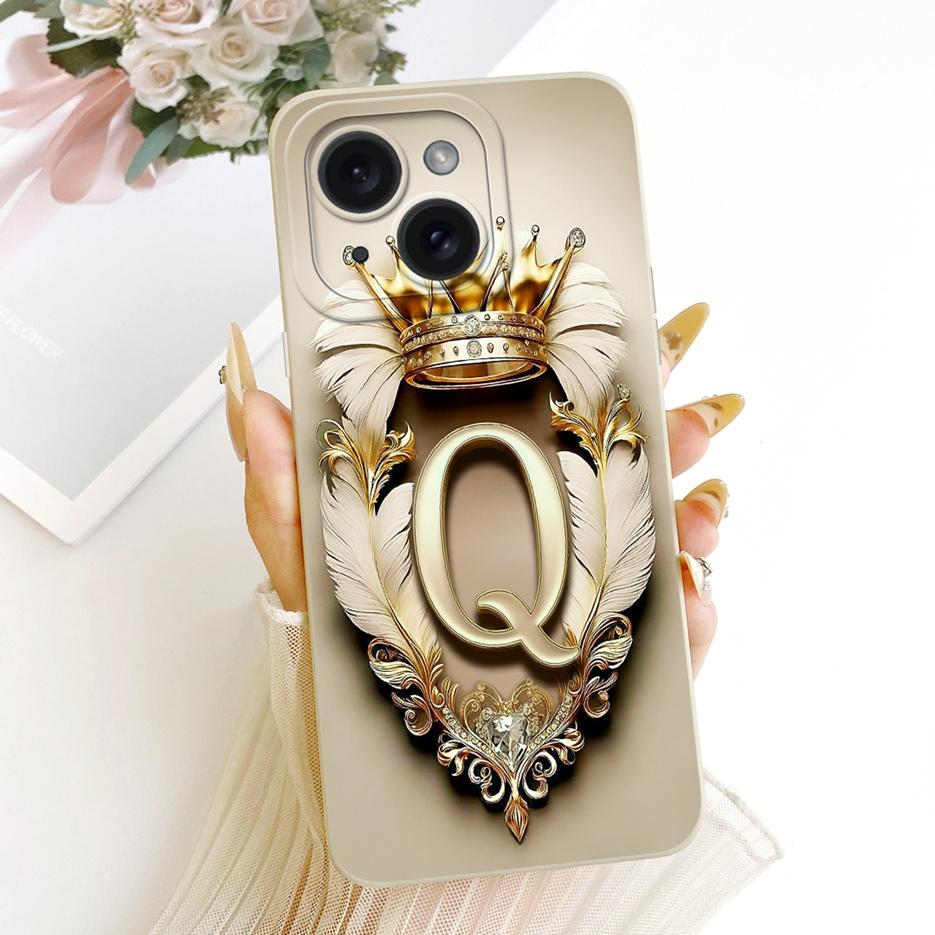 Для Apple iPhone 15 Pro Чехол iPhone 15 Plus Милая Корона Буквы Чехол Мягкий ТПУ Чехол для Телефона Для iPhone 15 Pro Max Задняя Крышка Fundas