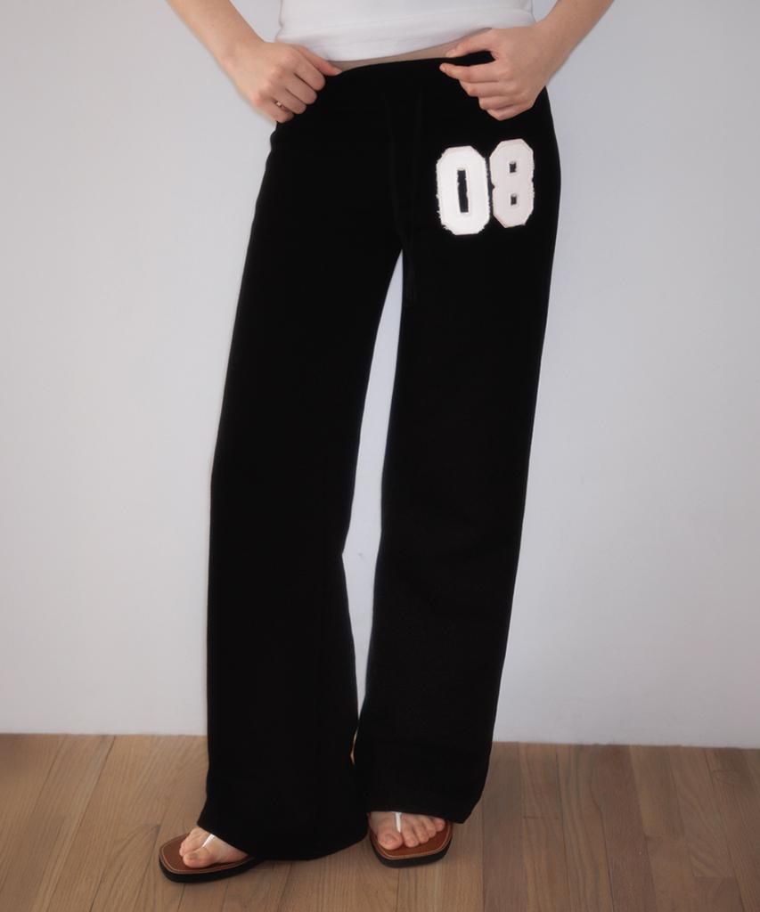 ROSEFRANTZ Patchwork Bootcut Sweatpants [Black]