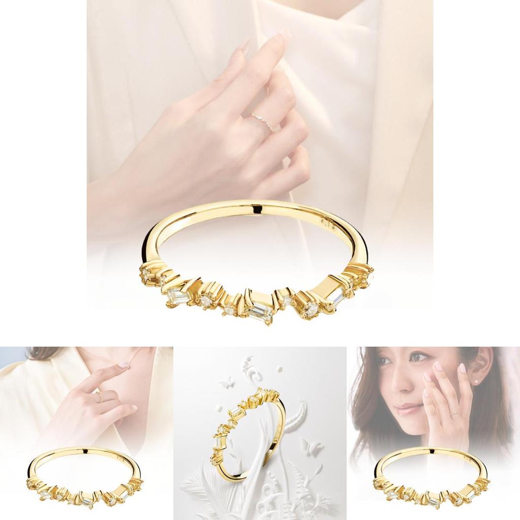 Элегантное геометрическое кольцо с цирконами, покрытое 18-каратным золотом, для женщин. Потрясающее обручальное украшение