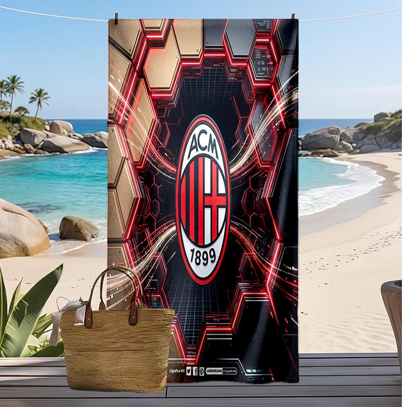 Пляжное полотенце с принтом AC Milan, быстросохнущее, мягкое, портативное, большое, прямоугольное, пляжное покрывало для путешествий, бассейна