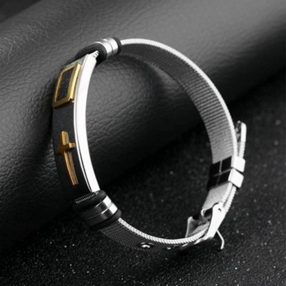 Stainless Steel Religious Bracelet Adjustable Fashion Bracelet Unique Men's Jewelry Friends