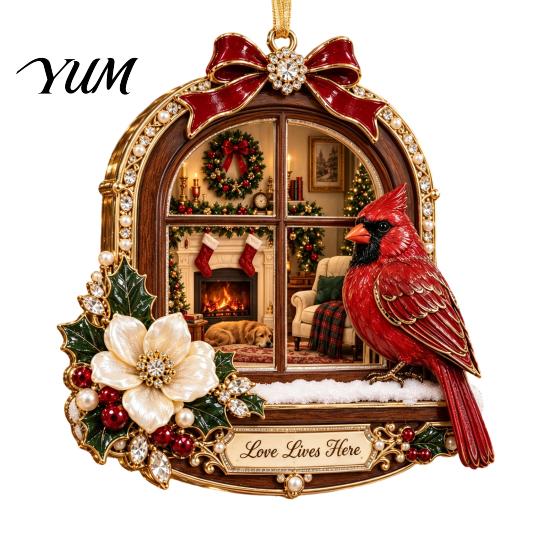 Christmas Tree Hanging Decorations Red Bird Ornament, Acrylic Memorial Gift Ornaments Decoration, Remembrance Keepsake Pendant, Sympathy for