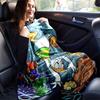 1pc Cartoon Puffer Fish and Donald Duck Design Blanket, Home Decorative Throw Blanket for All Seasons, Living Room, Travel, Camping, Car Bla
