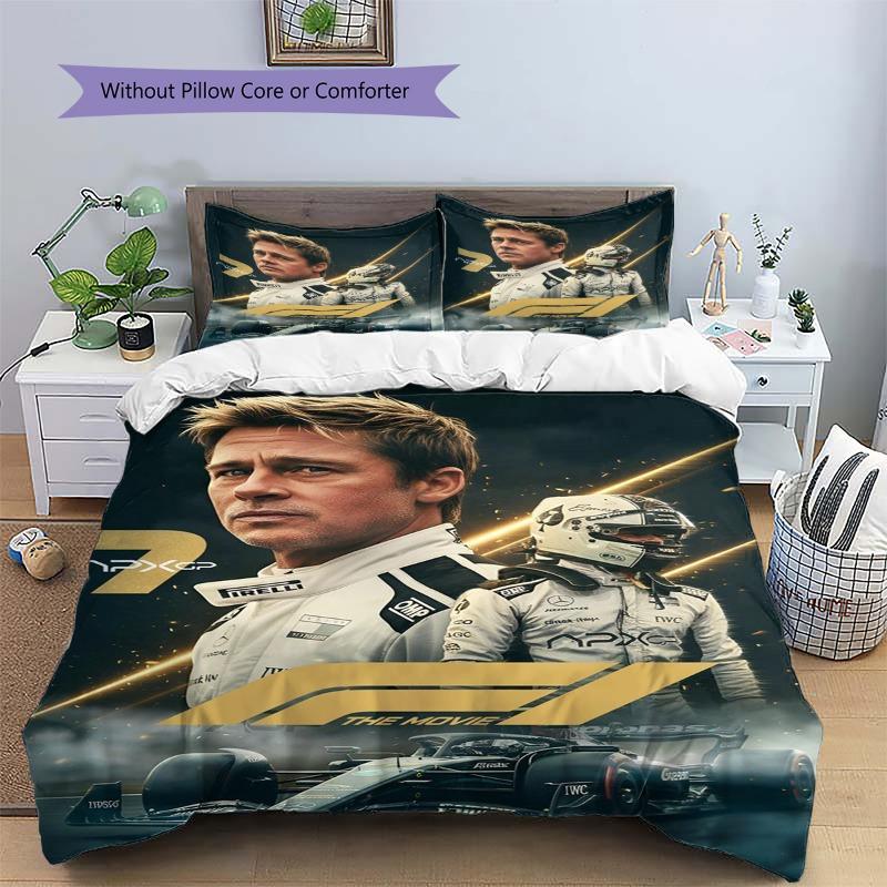 F1 Racing Car Movie Theme Print 3‑Pieces Duvet Cover Set Motorsport Sports Bedding Set Bedroom Home Decor Without Pillow Core Comforter