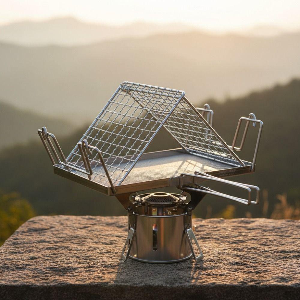With Handle Toaster Rack Foldable Outdoor Toaster Durable Camping Stove Toaster  Camping