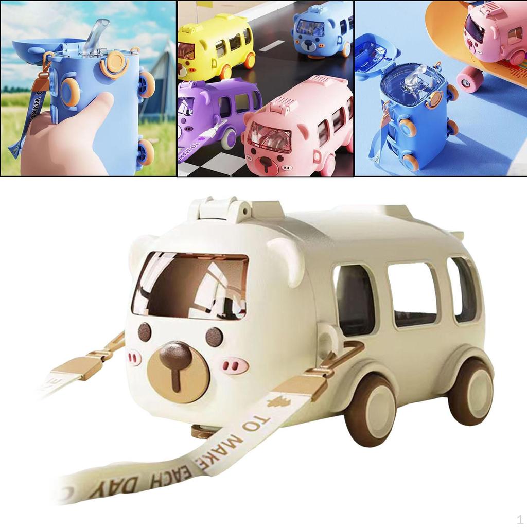 Автобусная соломенная чашка для воды, портативная съемная бутылка с ремешком, герметичная детская маленькая питьевая бутылка