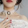 Gothic Black Lace Necklace For Women Girl Boho Pearl Sexy Lace Choker Punk Dark Lolita Style Halloween Jewelry