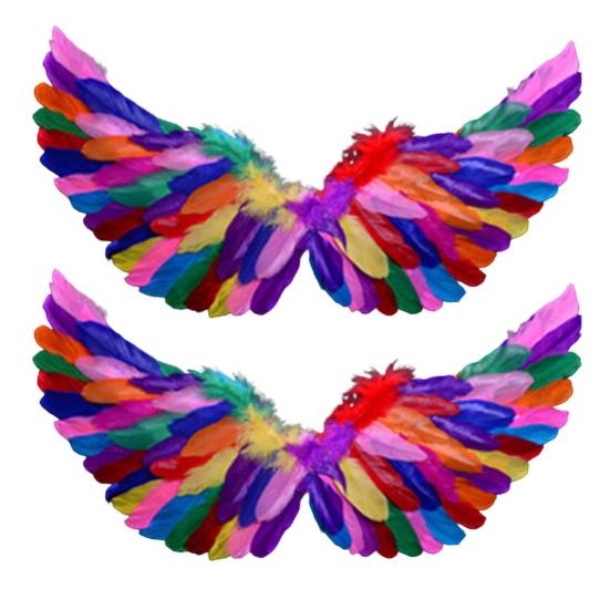 2 шт. крылья ангела из перьев для женщин и девочек, костюм крыльев феи из перьев с эластичными ремнями для Хэллоуина, реквизит для выступления на сцене для косплея и вечеринки