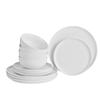 WishDeco White Porcelain Dinnerware Set Dinner 4 and 4 Dessert Microwave and Dishwasher Safe 12-Piece (4 Plates, Bowls, Plates) -