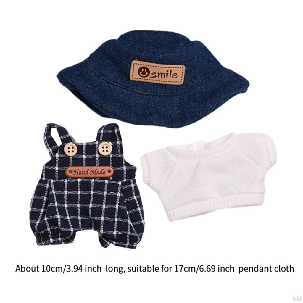 Комбинезон для плюшевой куклы Labubu, реквизит для фотосъемки, подарки на день рождения, штаны для куклы-девочки ростом 17 см, футболка, штаны, шляпа