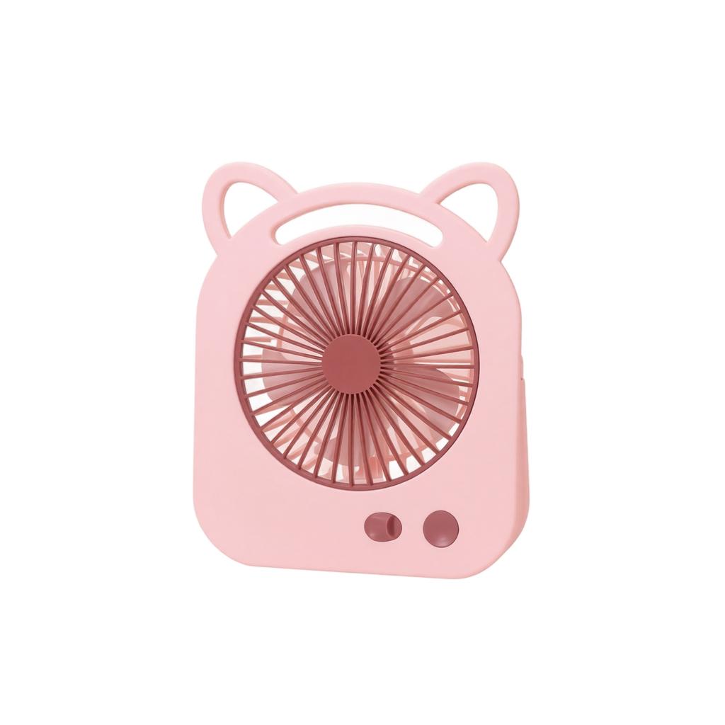 Portable Rechargeable Fan with Three Speed Settings for Desktop Handheld and Wall Mount Use Cute Cat Ear Design Compact Size USB Powered Fan