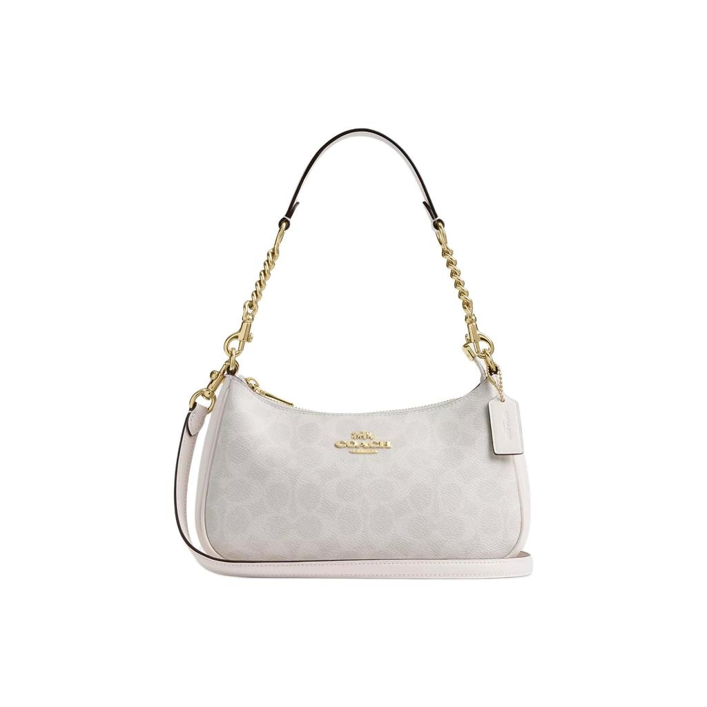 Coach Сумка через плечо Teri 25, средняя, женская, из искусственной кожи, с микрологотипом бренда, съемным плечевым ремнем, цвет Меловой-Белый CV933-IMXU5