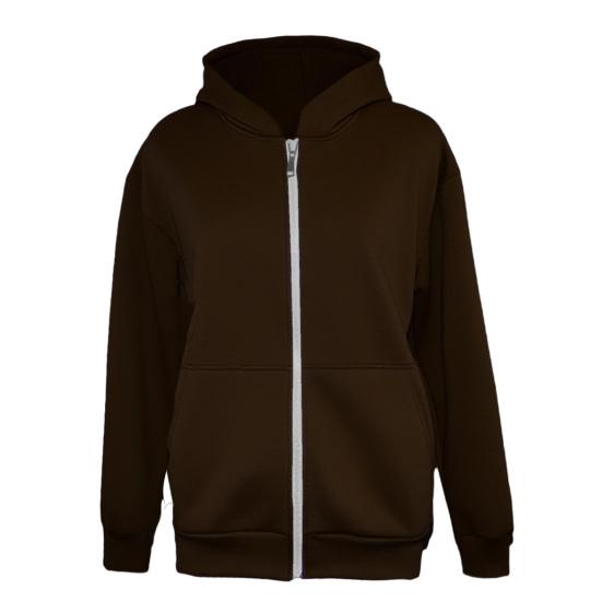 Men Sweatshirt Coat Hooded Long Sleeve Zipper Closure Hoodie Coat with Schoolbag Design Solid