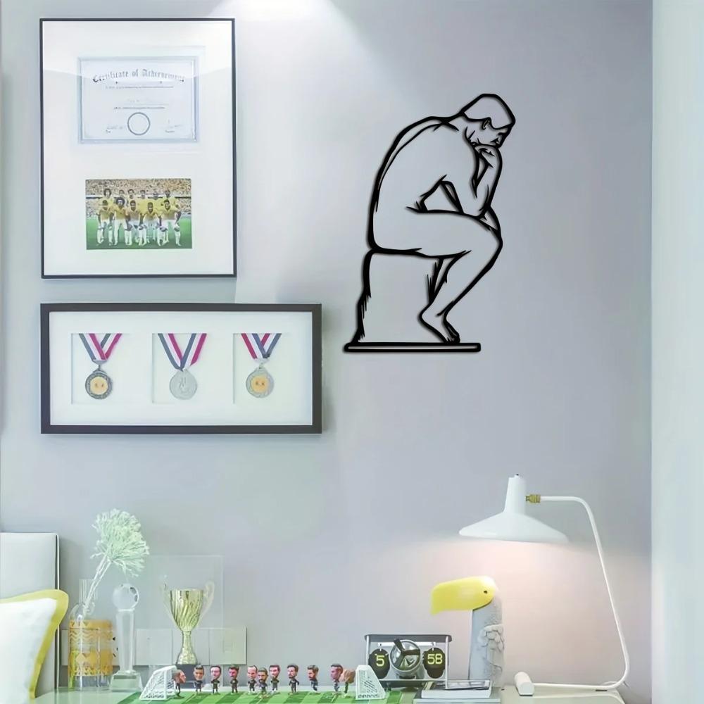 Thinker Metal Wall Art - Modern Minimalist Line Design | Stylish Wall Decoration for Bedroom, Living Room, and Office