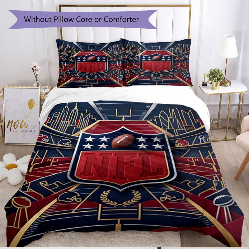 3pcs Duvet Cover Set (1*Duvet Cover + 2*Pillowcase, Without Core), NFL Print Soft All‑Season Bedding Set, Home Bedroom Decor Gift