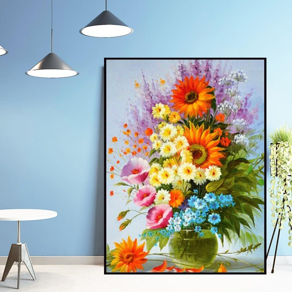 Huacan Diamond Painting Full Drill Square Flower Diamond Embroidery Rhinestone Diamond Mosaic