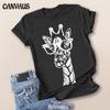 Women's Fashion Round Neck Short-sleeved Giraffes Print T-shirt Summer Casual Plus Size T-shirt