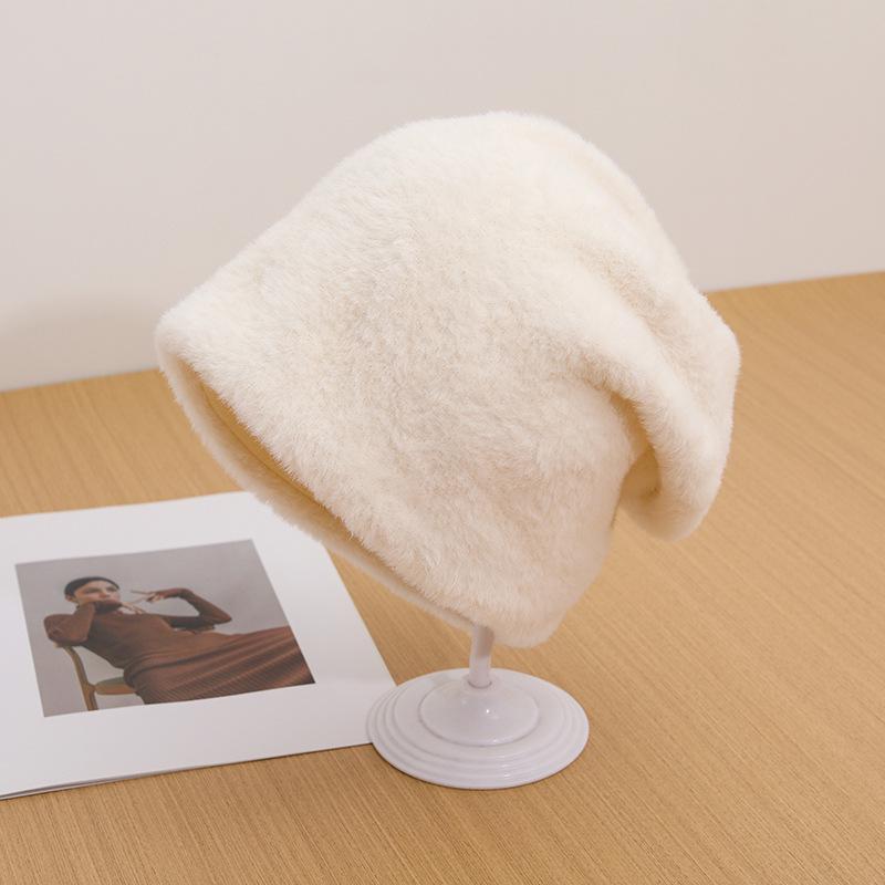 Женская ветрозащитная вязаная шапка - Пушистая, теплая, подходит для большой головы, идеально подходит для осени и зимы на открытом воздухе