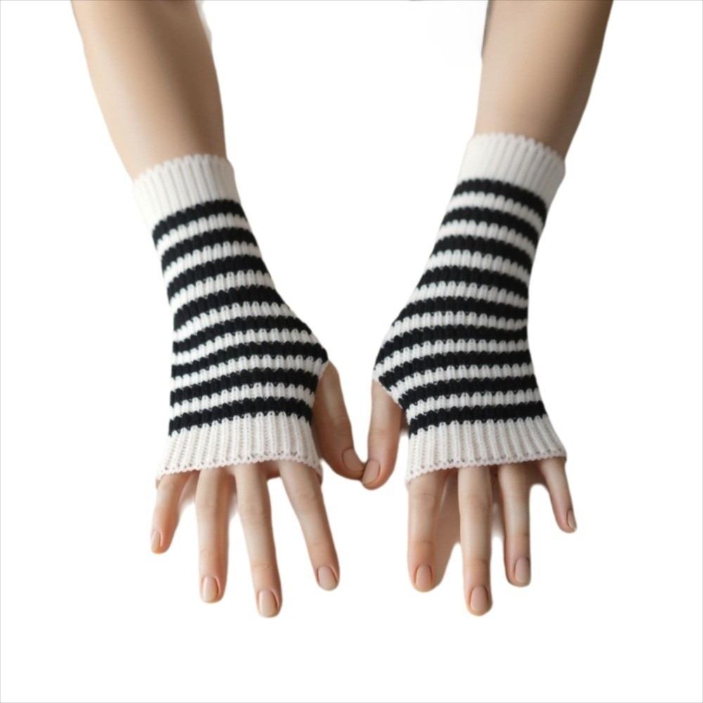 Soft Knitted Fingerless Gloves Hollow Out Design Long Mittens Knitting Gloves  Autumn Winter
