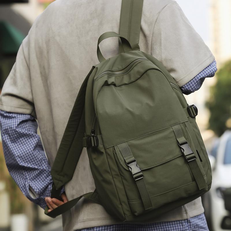 Рюкзак однотонный мужской нейлоновый водонепроницаемый большой емкости легкий дорожный рюкзак для школьников